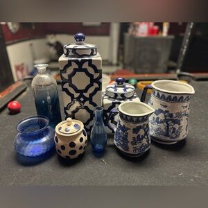 Blue and White Ceramic Decoration Set
